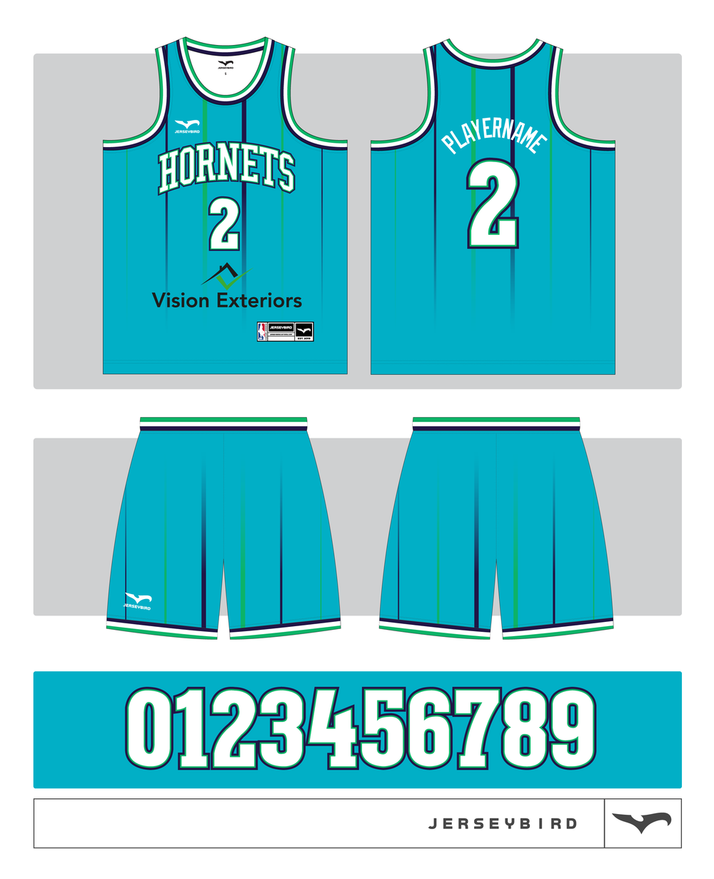Hornets Sublimated Basketball Uniforms Bulk Order Expedited 8 units)