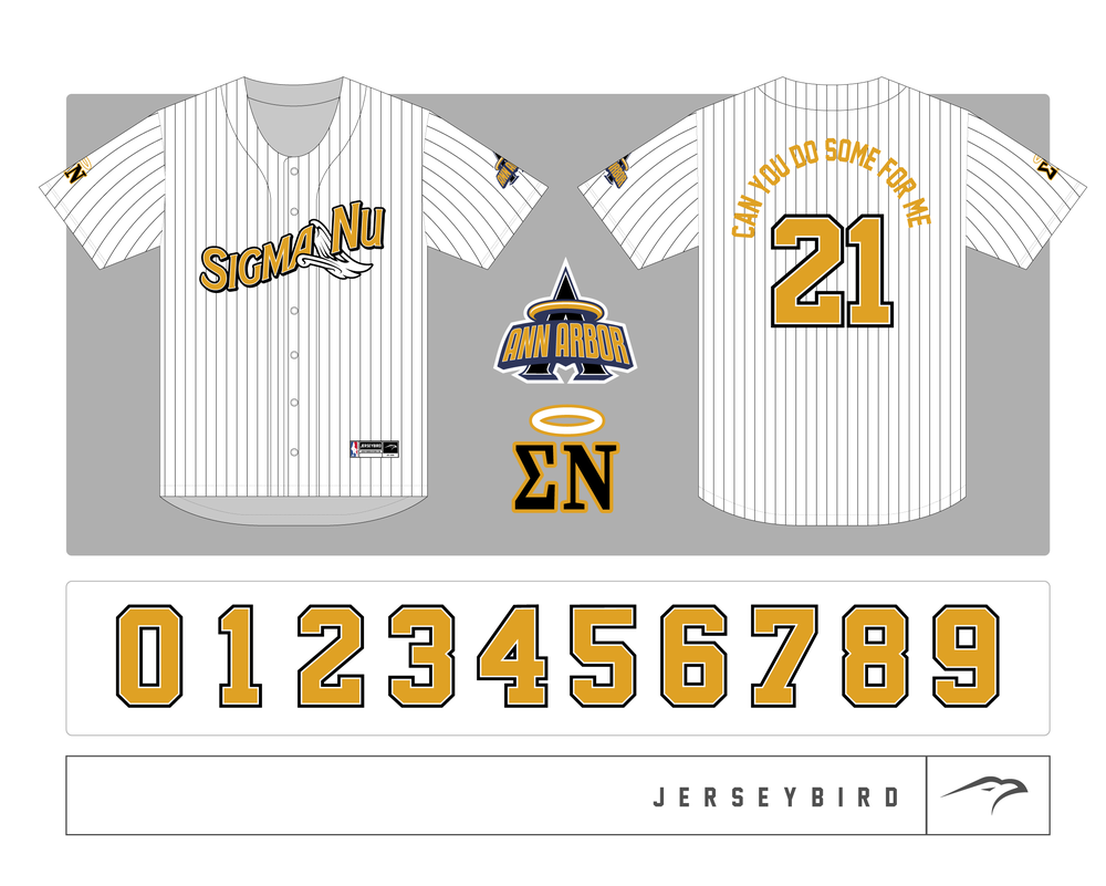 SIGMA NU STITCHED BASEBALL JERSEYS BULK ORDER (56 UNITS)
